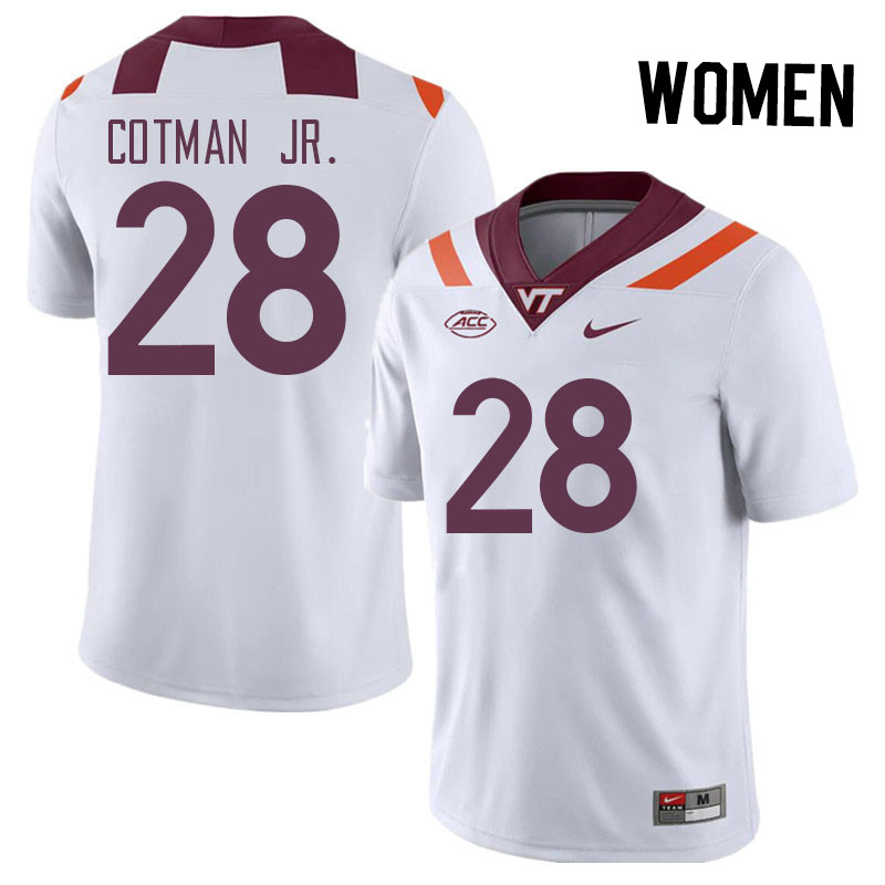 Women #28 Antonio Cotman Jr. Virginia Tech Hokies College Football Jerseys Stitched Sale-White